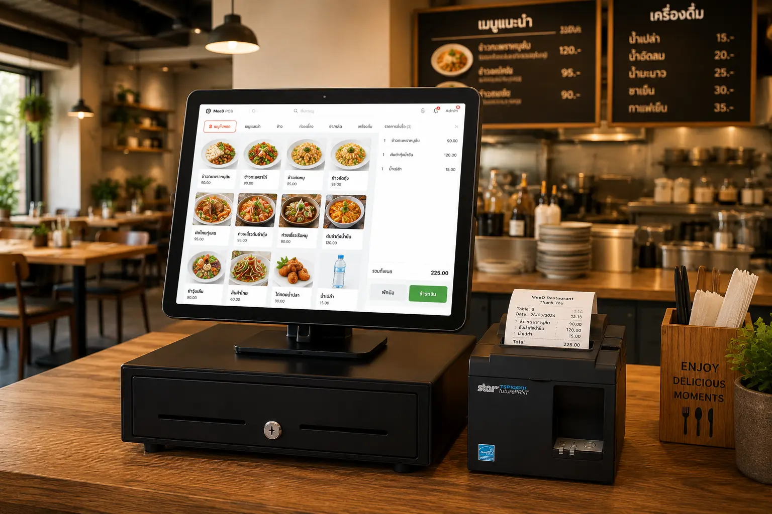 ระบบ POS iPad สำหรับร้านอาหาร — หน้าจอรับออเดอร์ จัดการโต๊ะ และส่งออเดอร์เข้าครัวอัตโนมัติ
