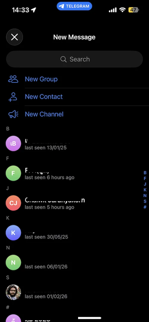 หน้า Telegram - New Message