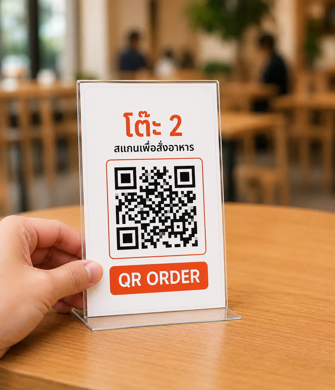 พนักงานพิมพ์ QR Code ให้ลูกค้าจากแอป MeeD POS