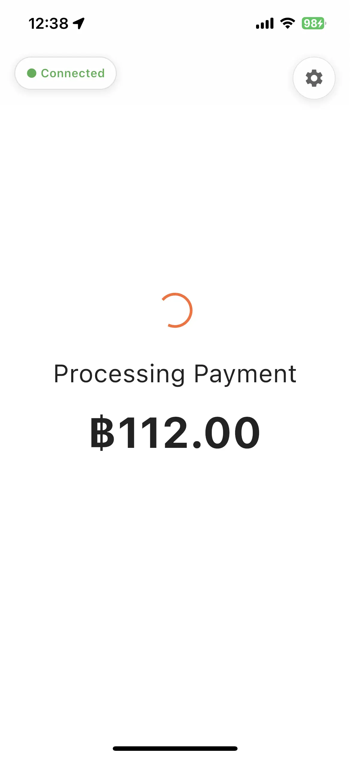 ขั้นตอนที่ 9 MeeD CDS แสดง Processing Payment กำลังประมวลผลการชำระเงิน 112 บาท