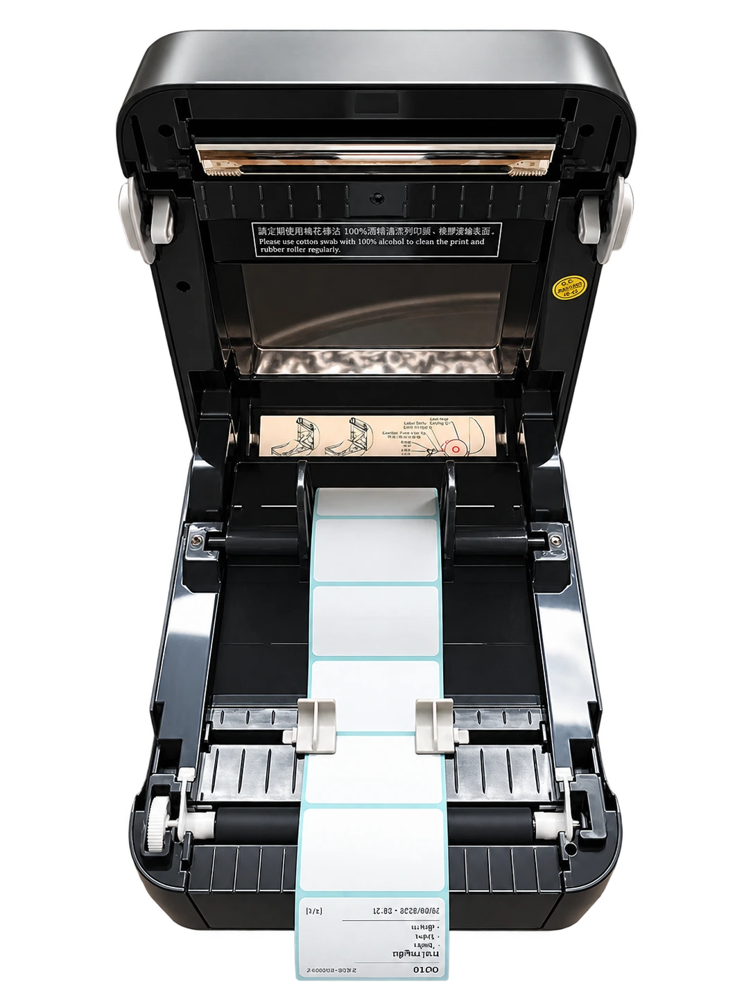 วิธีใส่ฉลากติดแก้วแบบเป็นดวงและปรับตัวกั้นกระดาษภายในเครื่องพิมพ์ Xprinter XP-420B